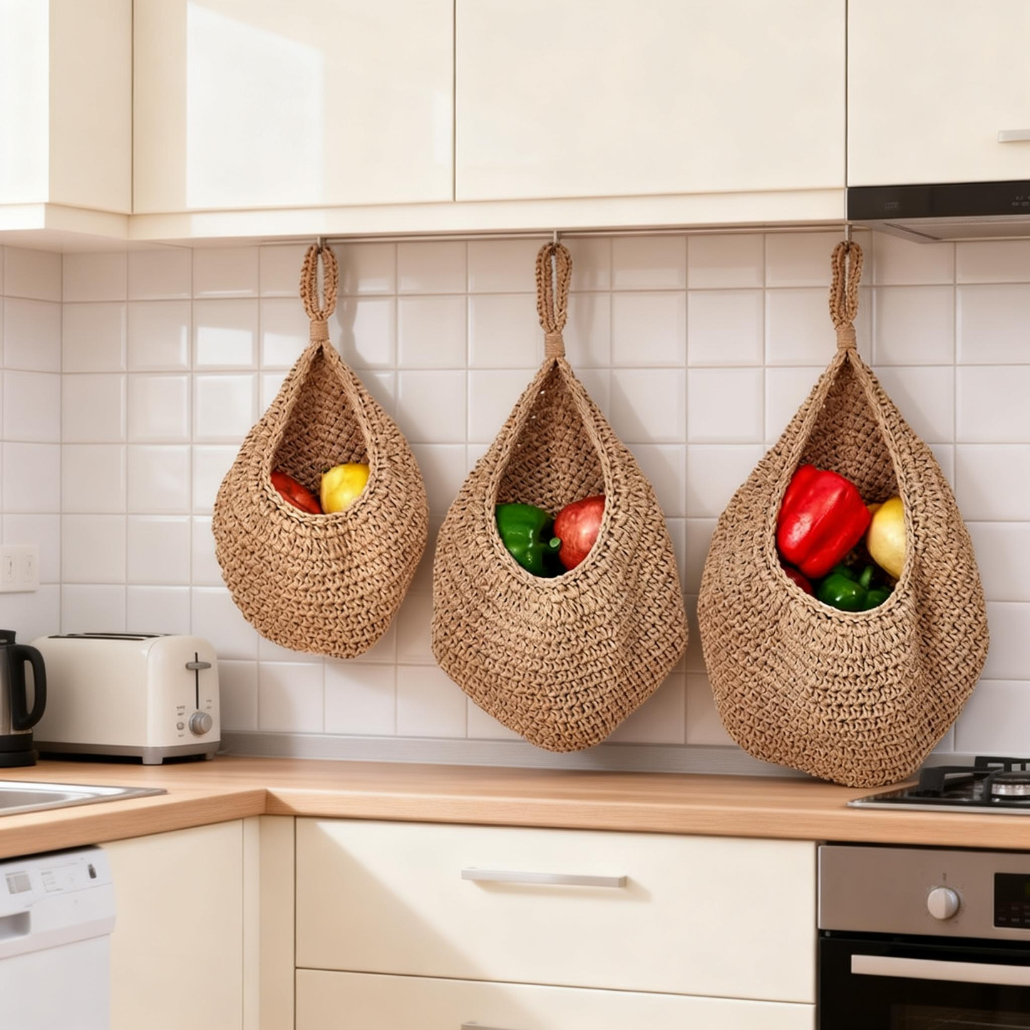 Eco-Friendly Jute Waterdrop Net Bag - Reusable Shopping & Storage Solution
