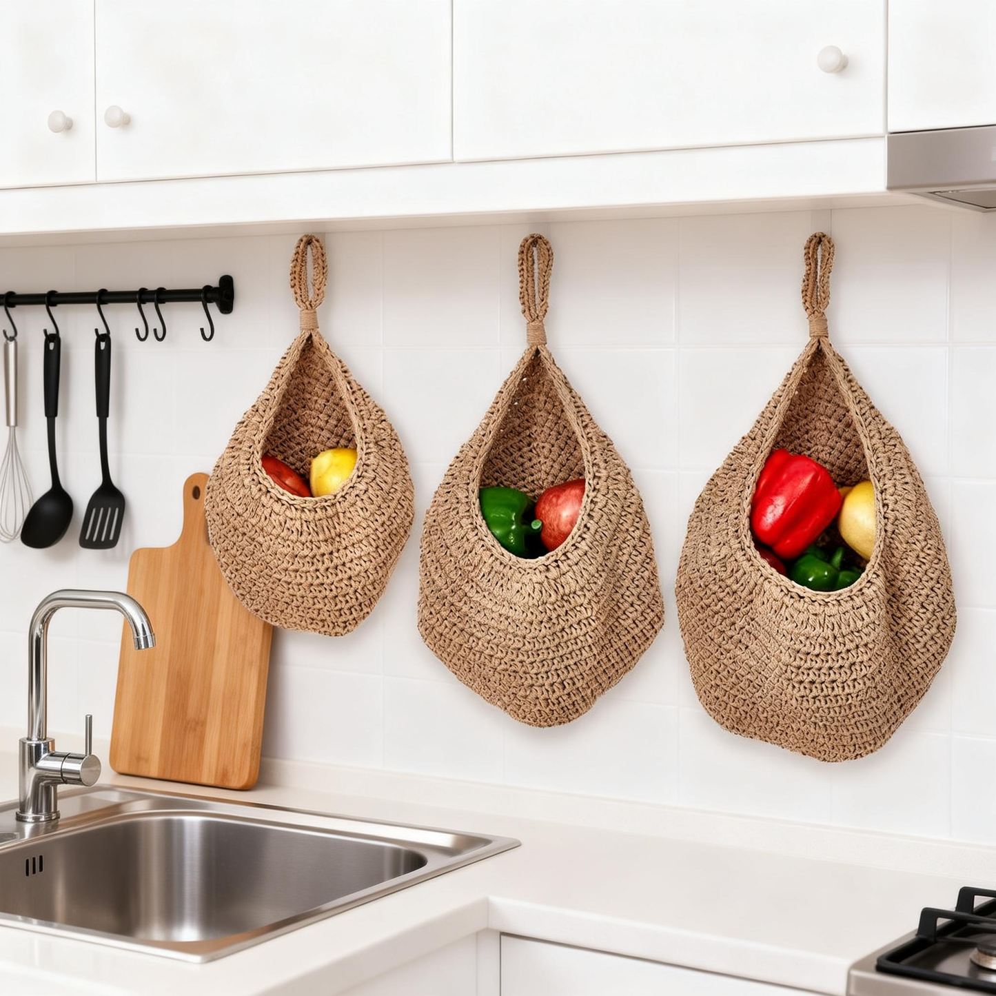 Eco-Friendly Jute Waterdrop Net Bag - Reusable Shopping & Storage Solution